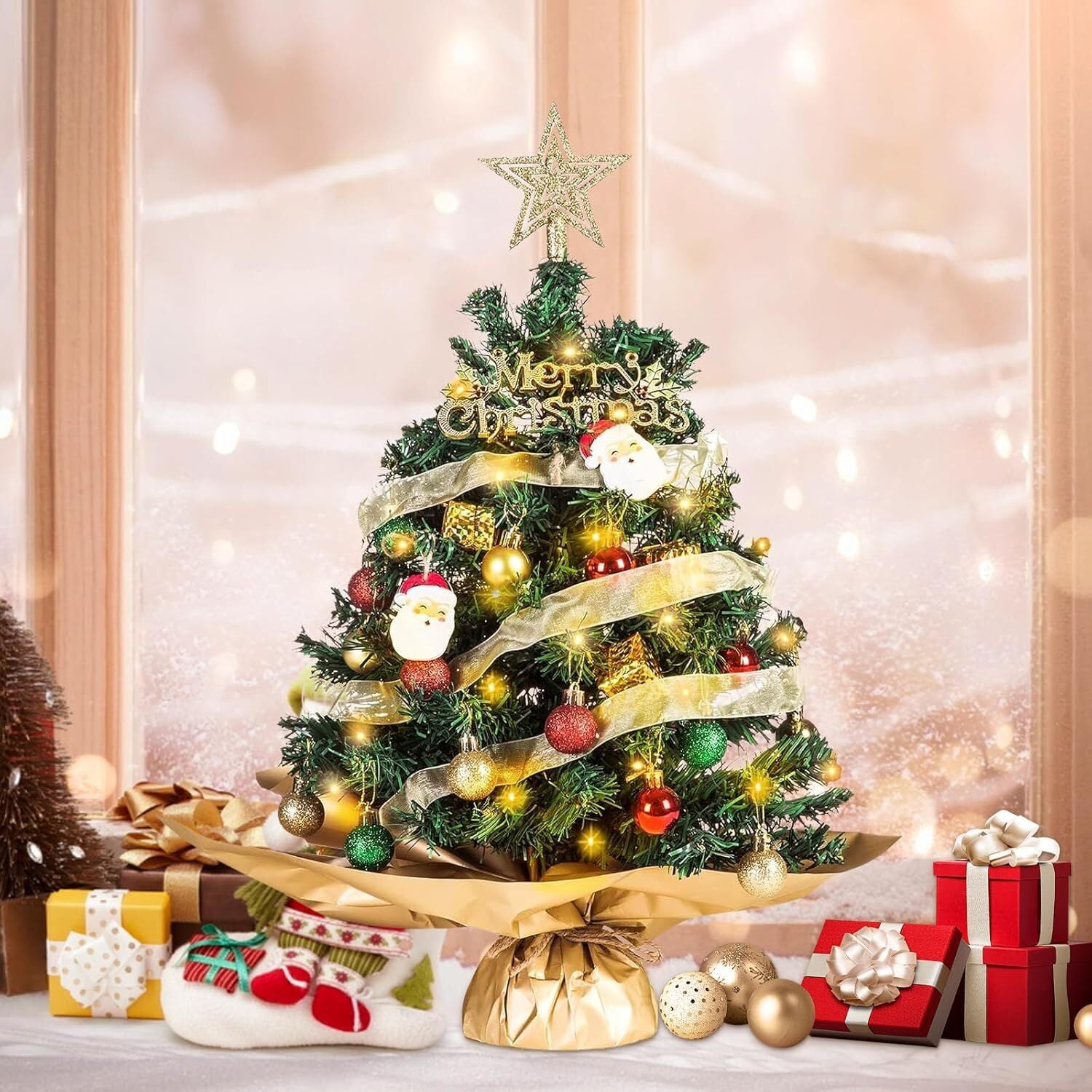 Mini Weihnachtsbaum mit LED – Künstliche Tanne klein für Tisch & Deko