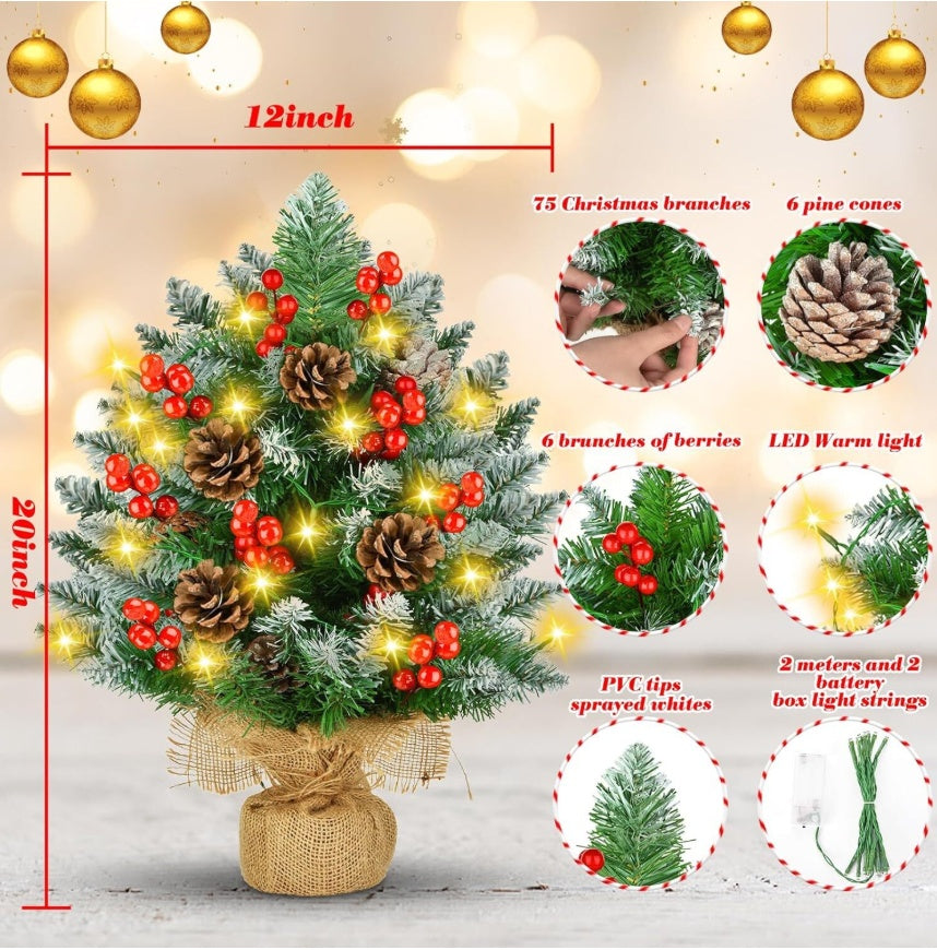 Mini Weihnachtsbaum 60 cm mit LED – Künstlicher Tannenbaum Deko