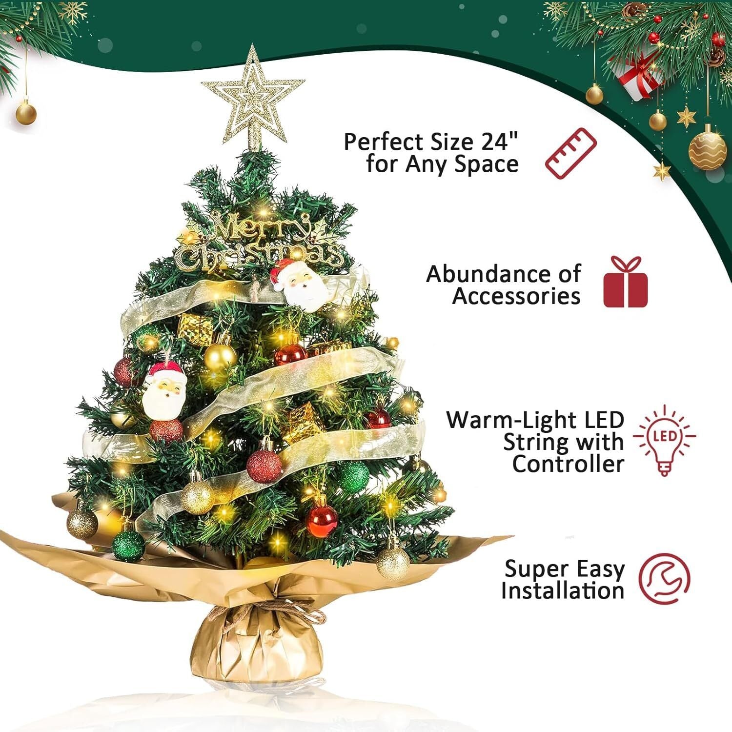 Mini Weihnachtsbaum mit LED – Künstliche Tanne klein für Tisch & Deko
