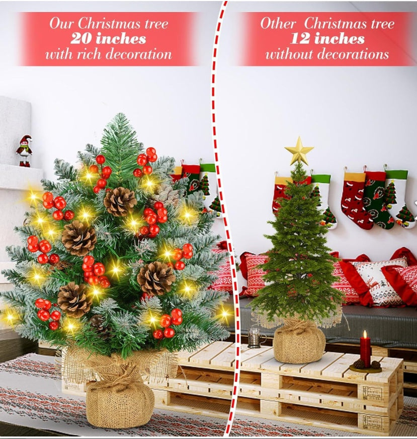 Mini Weihnachtsbaum 60 cm mit LED – Künstlicher Tannenbaum Deko