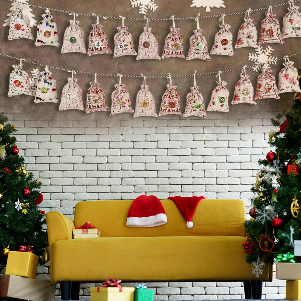 Adventskalender zum Befüllen – 24 Jutebeutel mit Zahlen, Clips & Schnur | DIY Weihnachtskalender