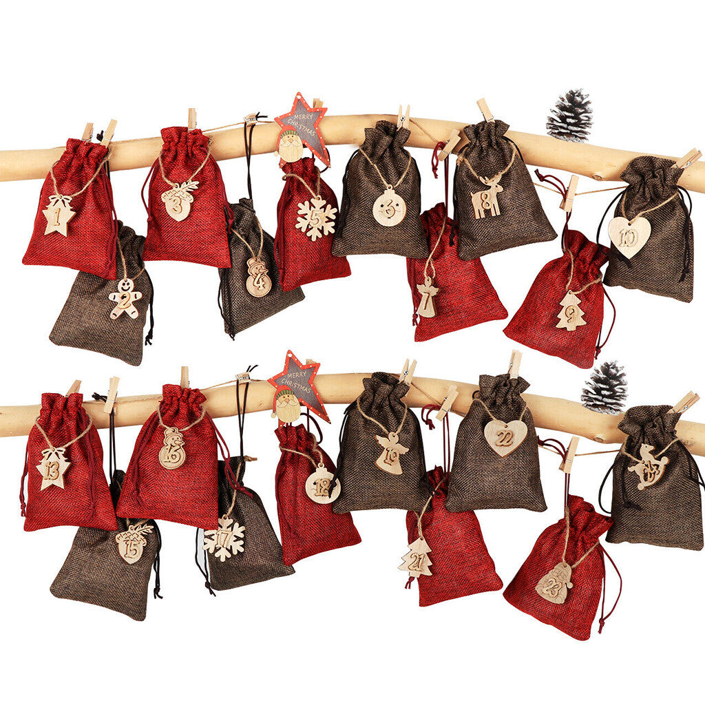 Adventskalender zum Befüllen – 24 Stofftaschen mit Zahlen & Schnur | DIY Weihnachtskalender