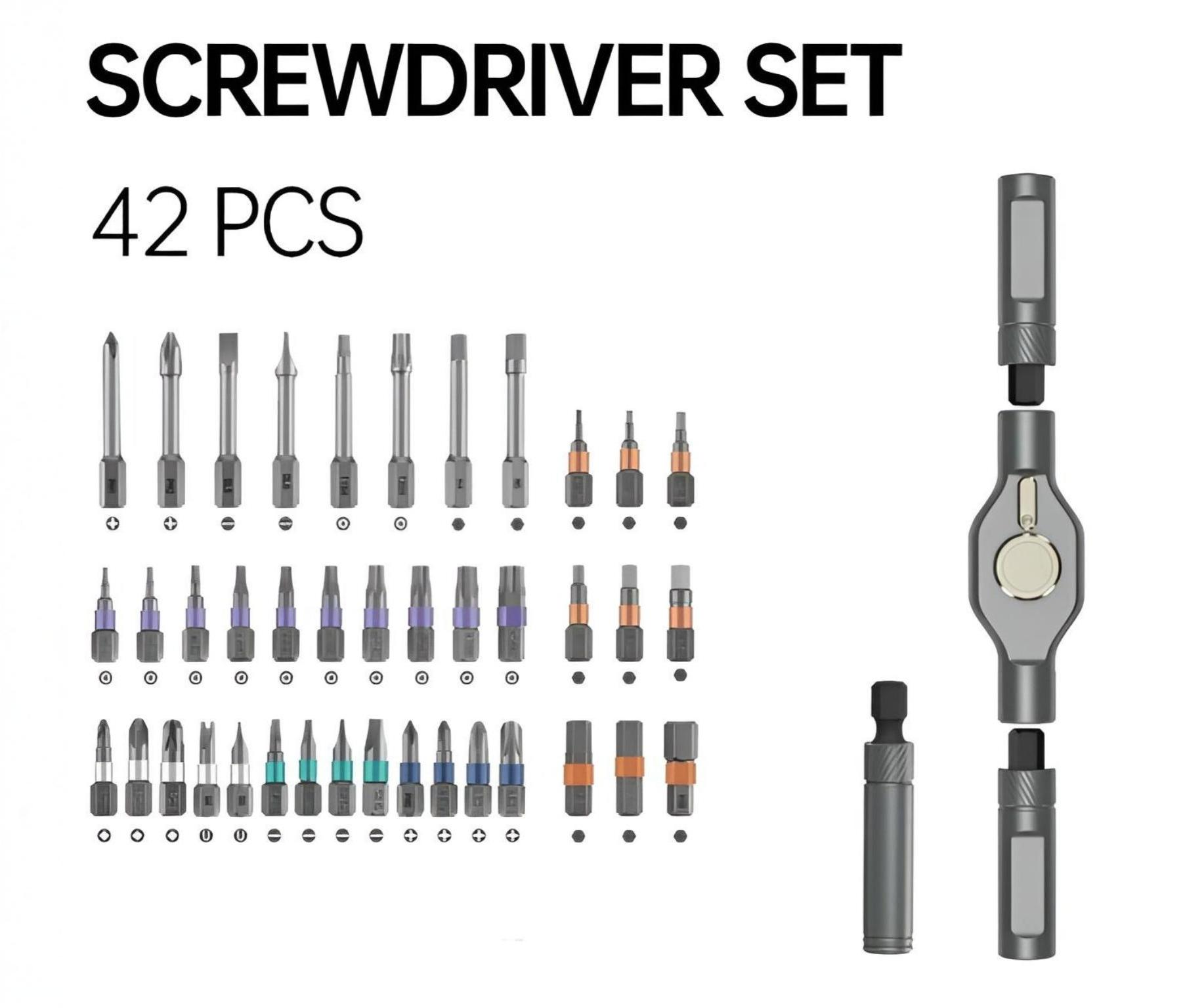 Schraubendreher Set 42-teilig – Präzisions Ratschen-Schraubendreher mit Bits & Koffer