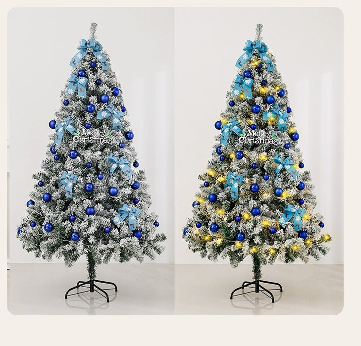 Künstlicher Weihnachtsbaum Blau-Verlauf – Mit LED & Deko, Schneeeffekt