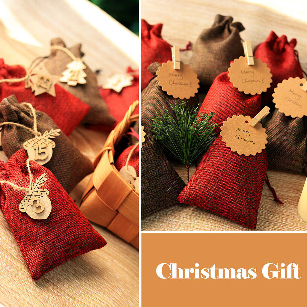 Adventskalender zum Befüllen – 24 Stofftaschen mit Zahlen & Schnur | DIY Weihnachtskalender