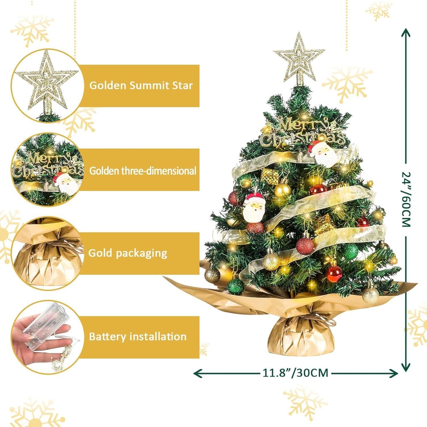 Mini Weihnachtsbaum mit LED – Künstliche Tanne klein für Tisch & Deko