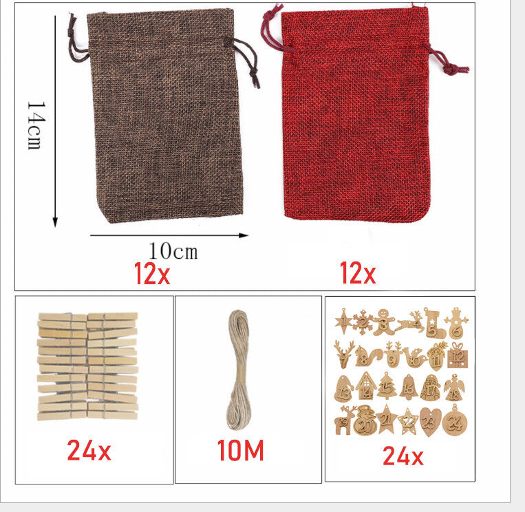 Adventskalender zum Befüllen – 24 Stofftaschen mit Zahlen & Schnur | DIY Weihnachtskalender