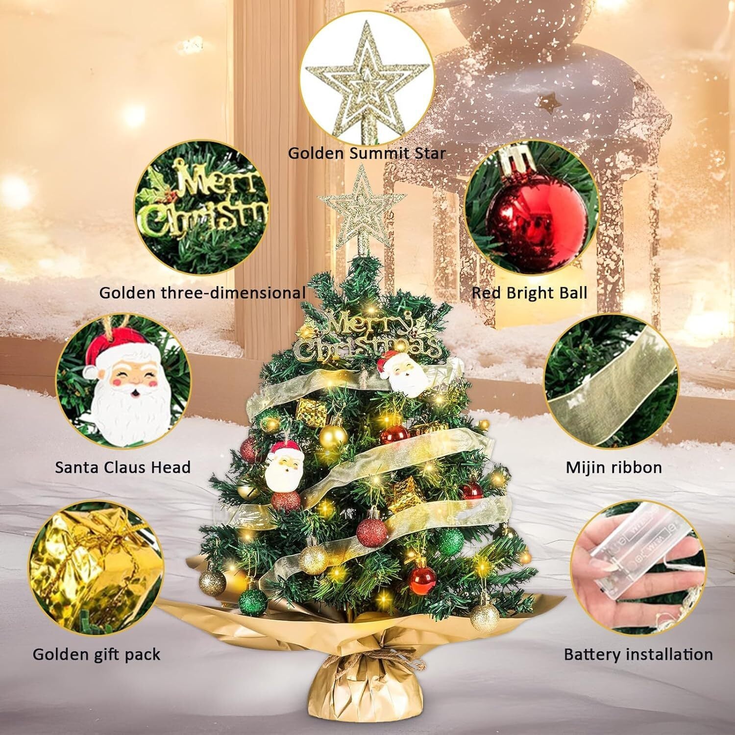 Mini Weihnachtsbaum mit LED – Künstliche Tanne klein für Tisch & Deko
