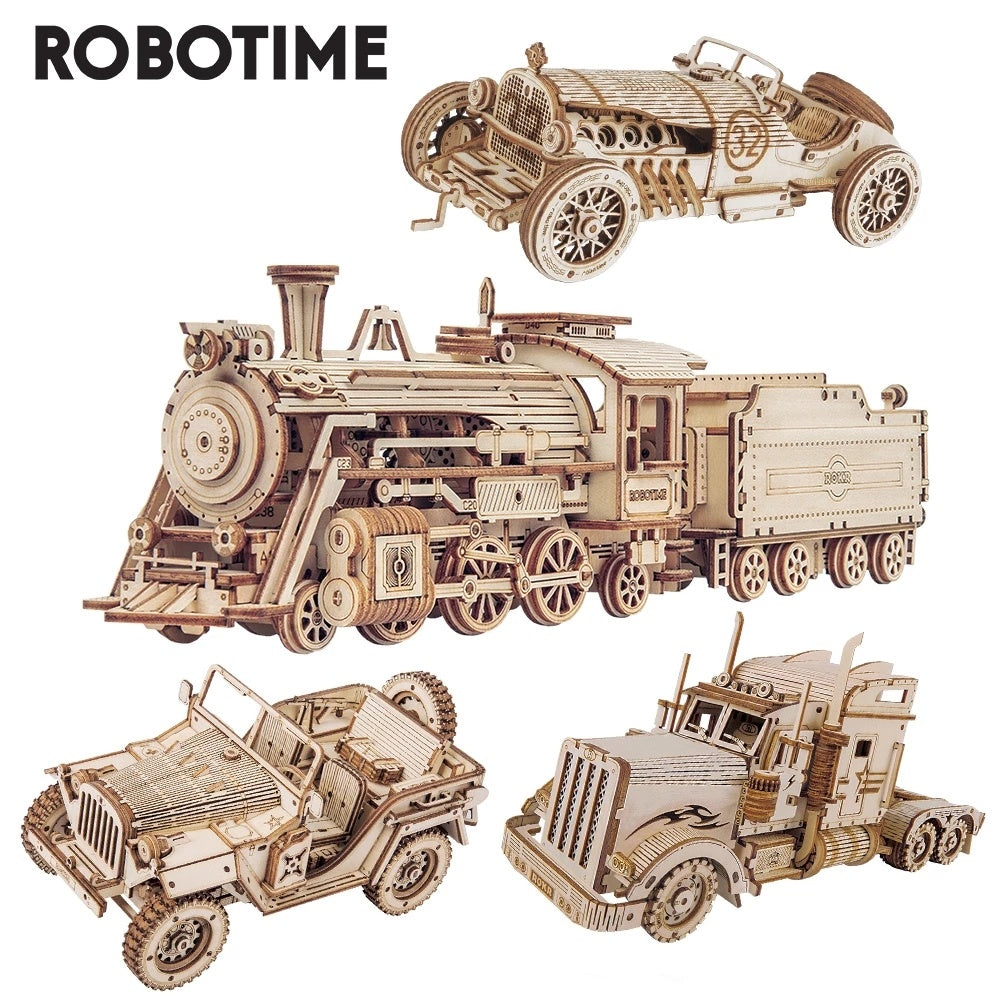 Robotime ROKR Grand-Prix-Car / Dampflok / Jeep / Truck