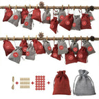 DIY Adventskalender – 24 Stoffbeutel mit Zahlen, Clips & Schnur