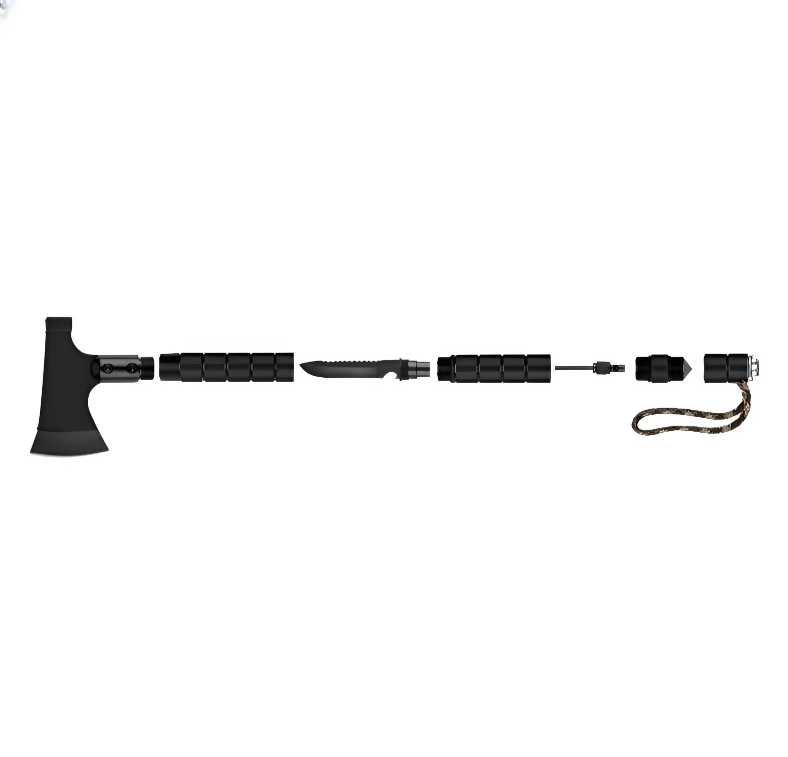 Survival Axt 8-in-1 – Multifunktionale Camping Axt mit Messer, Feuerstarter & Kompass