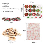 Adventskalender zum Befüllen – 24 Jutebeutel mit Zahlen, Clips & Schnur | DIY Weihnachtskalender