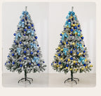 Künstlicher Weihnachtsbaum Blau-Verlauf – Mit LED & Deko, Schneeeffekt