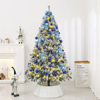 Künstlicher Weihnachtsbaum Blau-Verlauf – Mit LED & Deko, Schneeeffekt