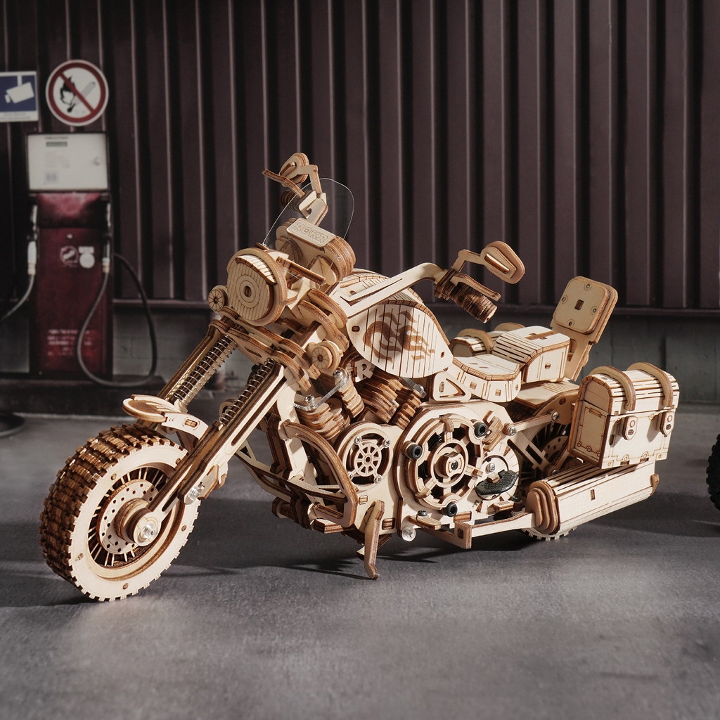 ROKR Cruiser Motorrad Holzmodell – 3D Holzpuzzle Bausatz