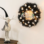 LED Weihnachtskranz mit Silberkugeln & Merry Christmas Schild – Tür- & Wanddeko