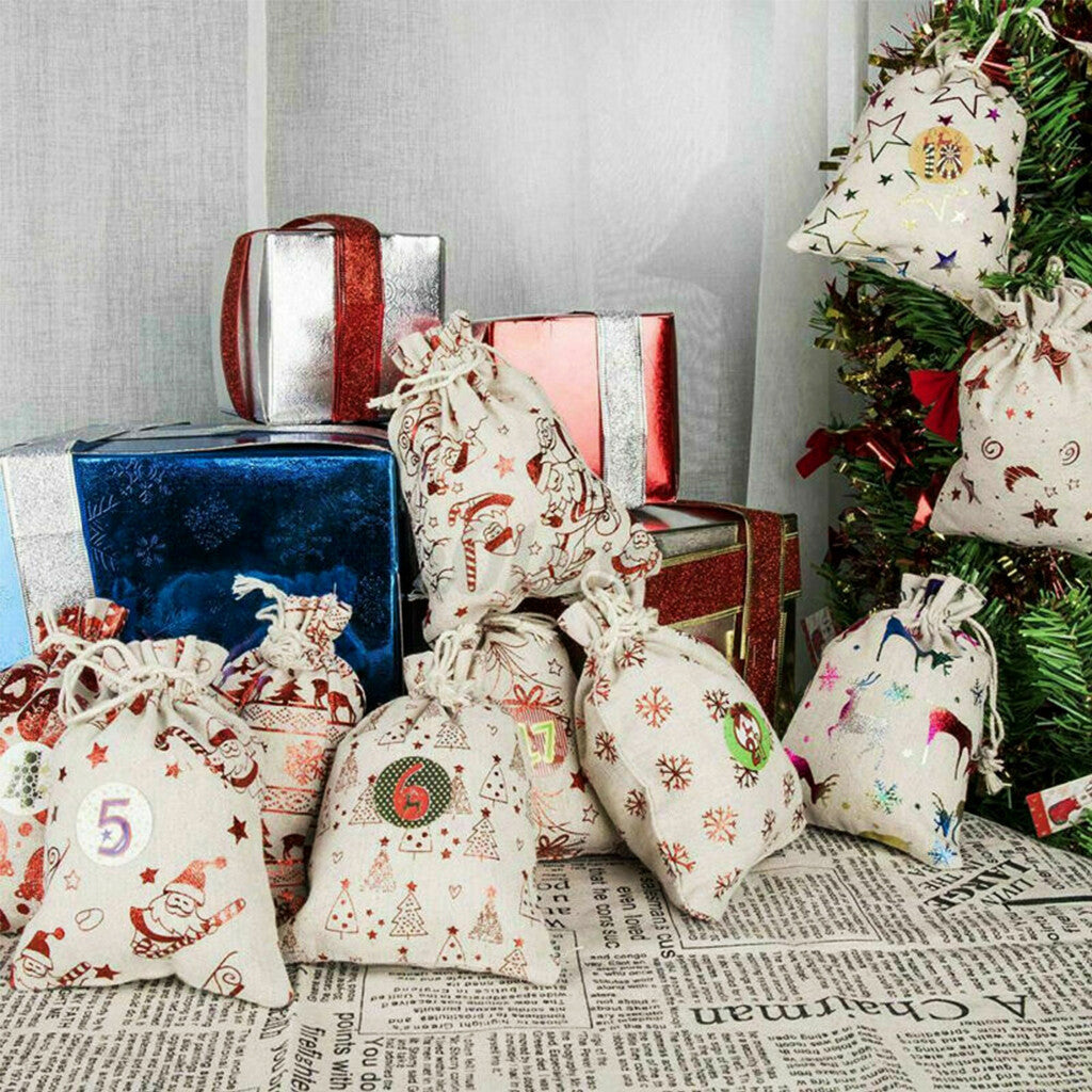 Adventskalender zum Befüllen – 24 Jutebeutel mit Zahlen, Clips & Schnur | DIY Weihnachtskalender