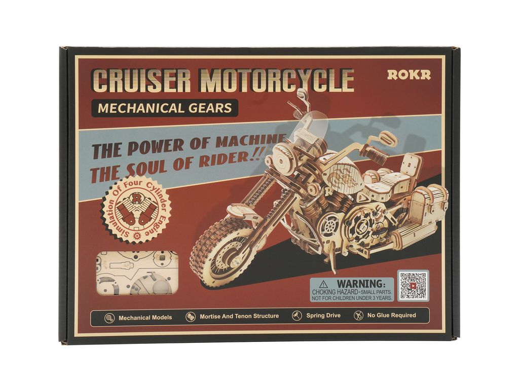 ROKR Cruiser Motorrad Holzmodell – 3D Holzpuzzle Bausatz