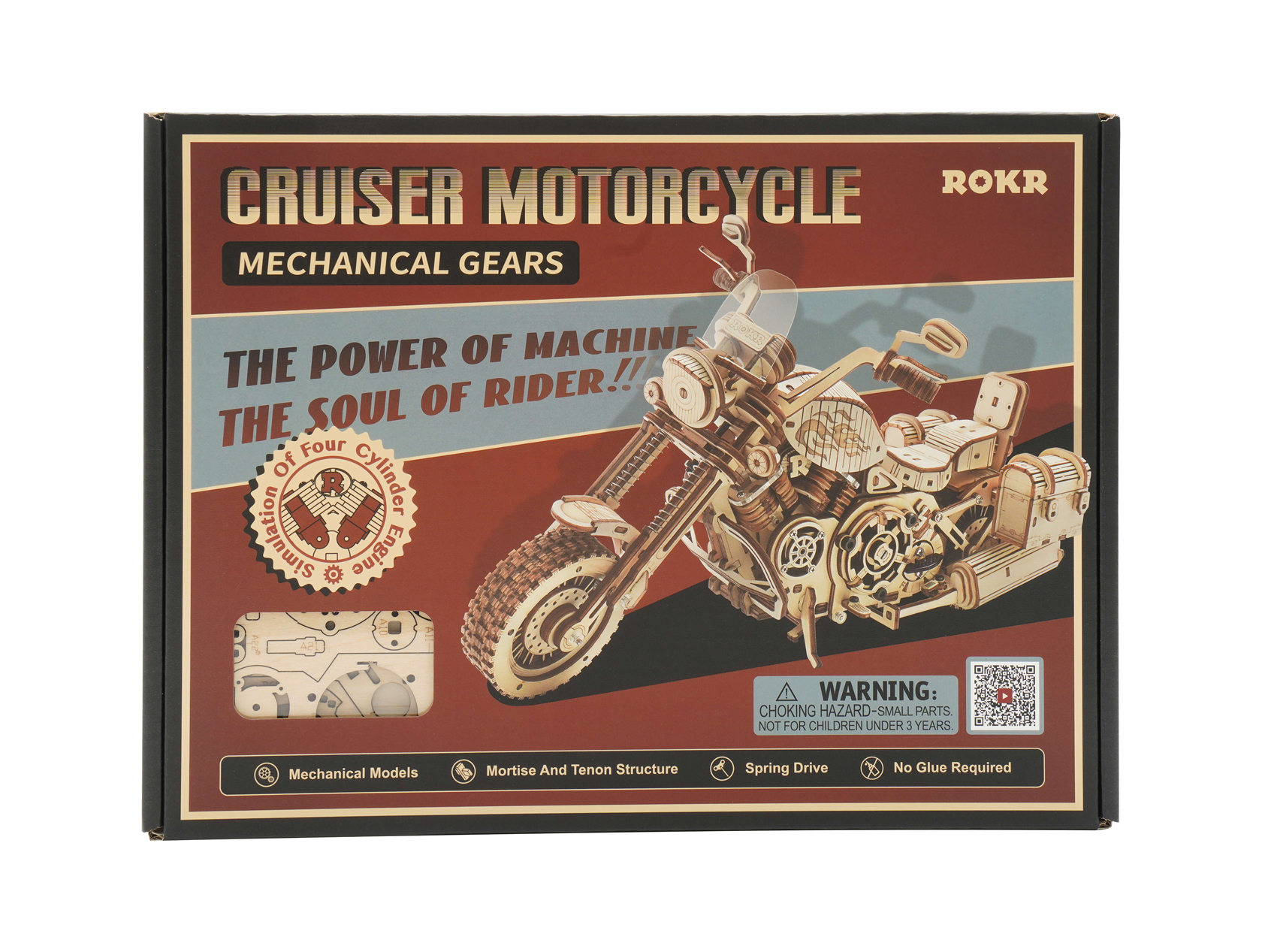 ROKR Cruiser Motorrad Holzmodell – 3D Holzpuzzle Bausatz